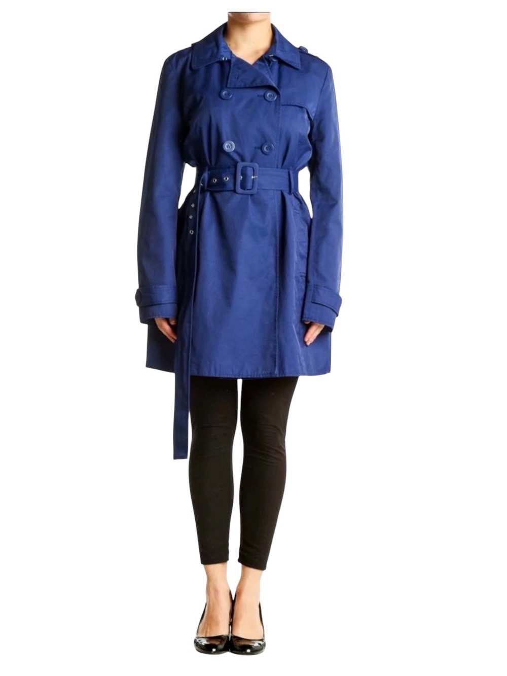 Kenneth Cole Reaction Belted Double-Breasted Trench Coat in Cobalt Blue SMAL NWT